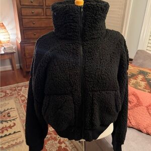 Cropped Women's Black Teddy Jacket